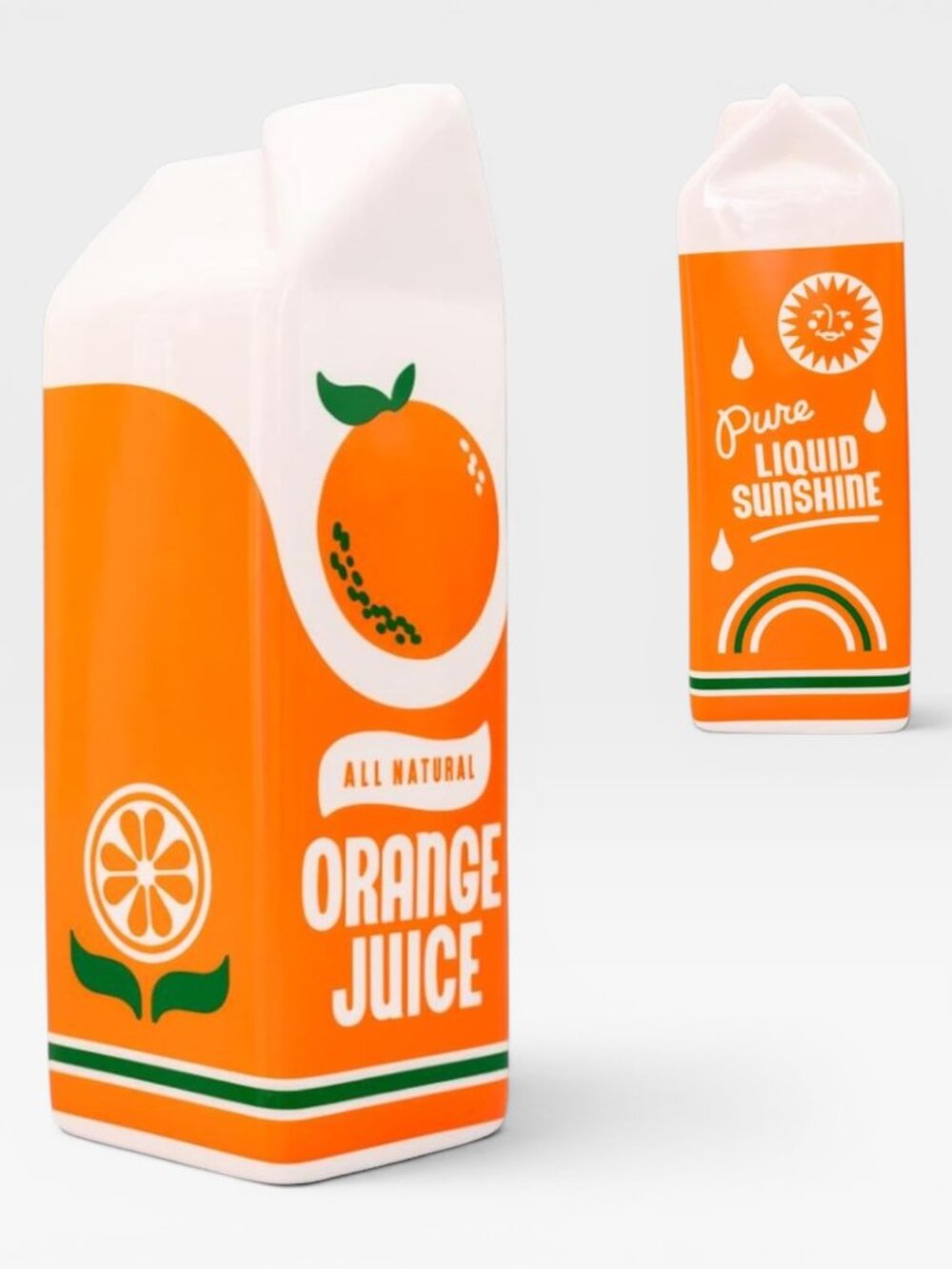 ban.do Orange Juice Carton Ceramic Vase Novelty Kitchen Home Decor NWOT